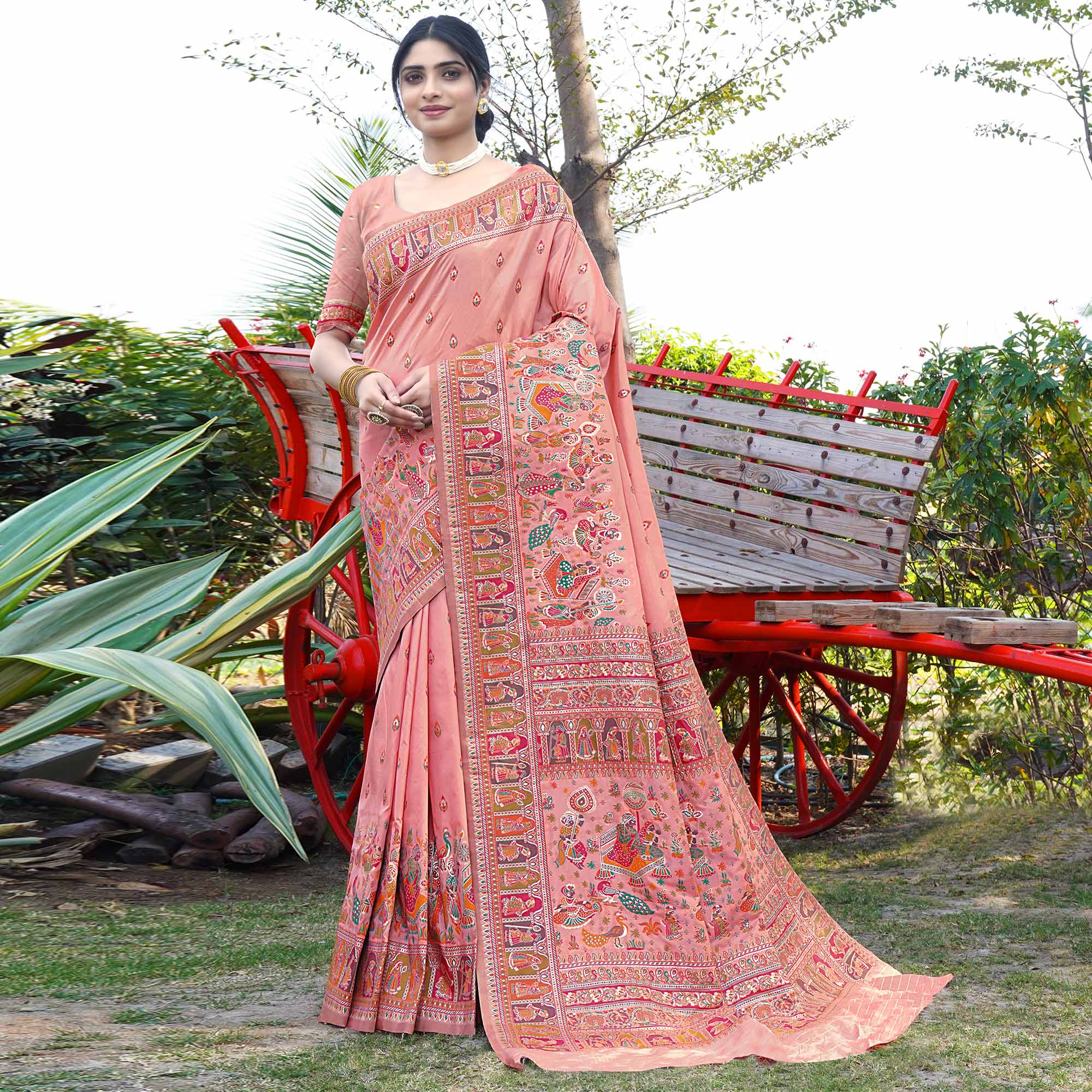 Pink Woven Pure Silk Saree