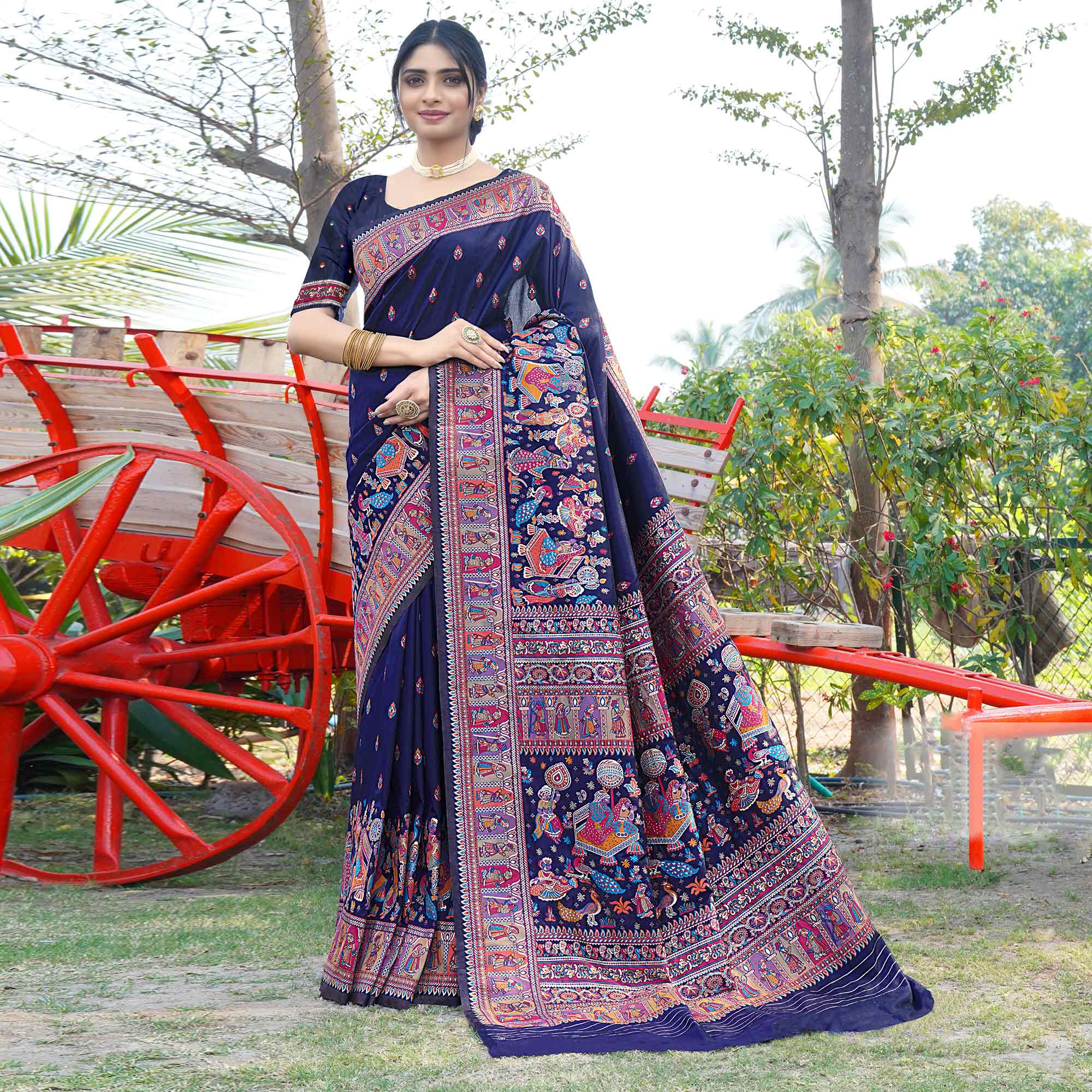 Blue Woven Pure Silk Saree