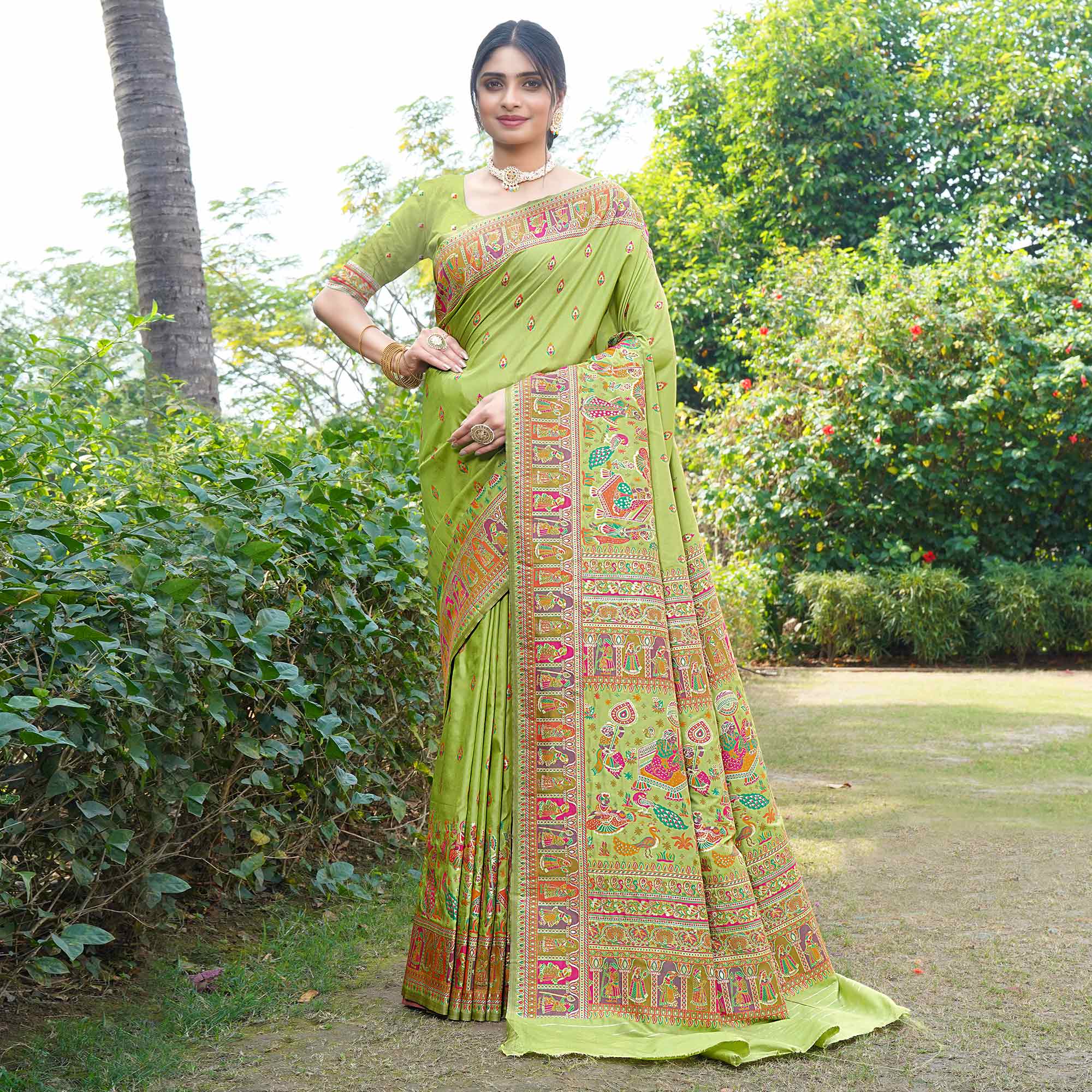 Green Woven Pure Silk Saree