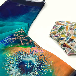 Blue Floral Digital Printed Georgette Saree