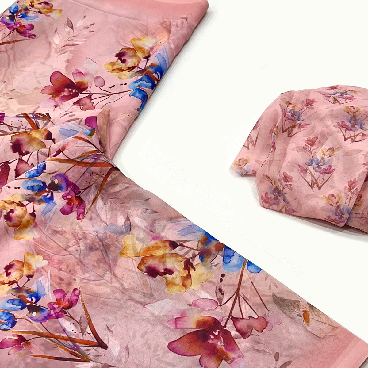 Peach Floral Digital Printed Georgette Saree