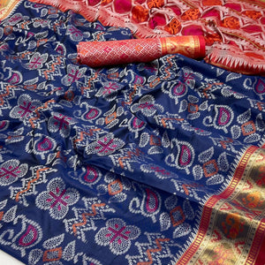 Navy Blue Woven Art Silk Patola Saree