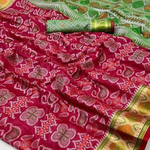 Maroon Woven Art Silk Patola Saree