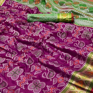 Purple Woven Art Silk Patola Saree