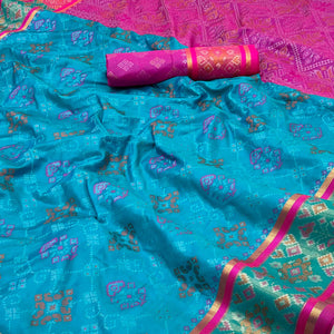 Blue Woven Art Silk Patola Saree