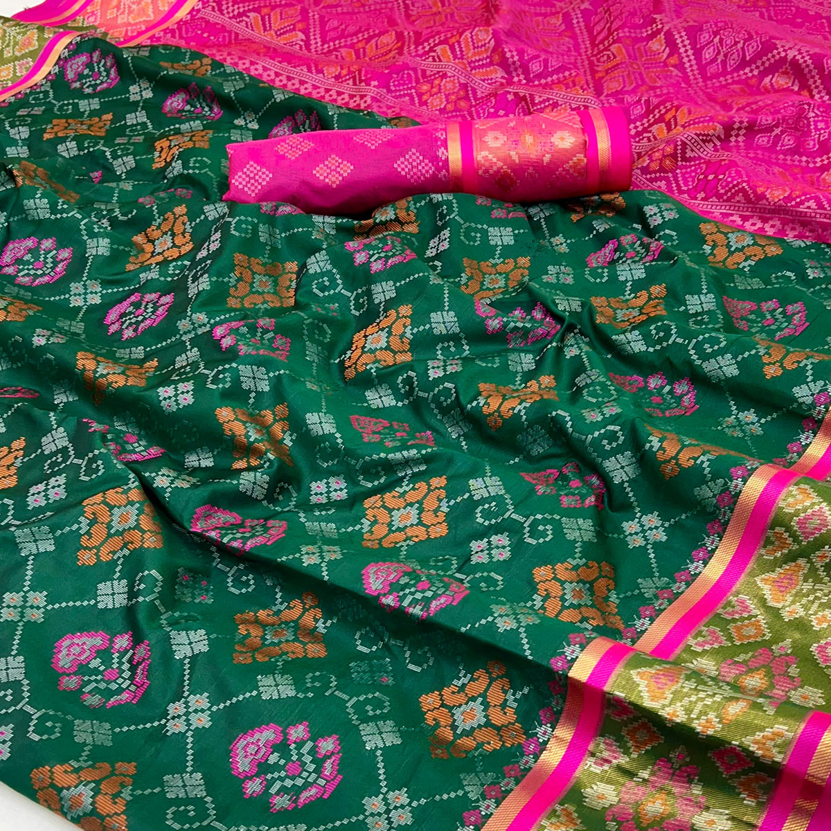 Green Woven Art Silk Patola Saree