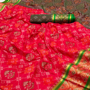 Red Woven Art Silk Patola Saree