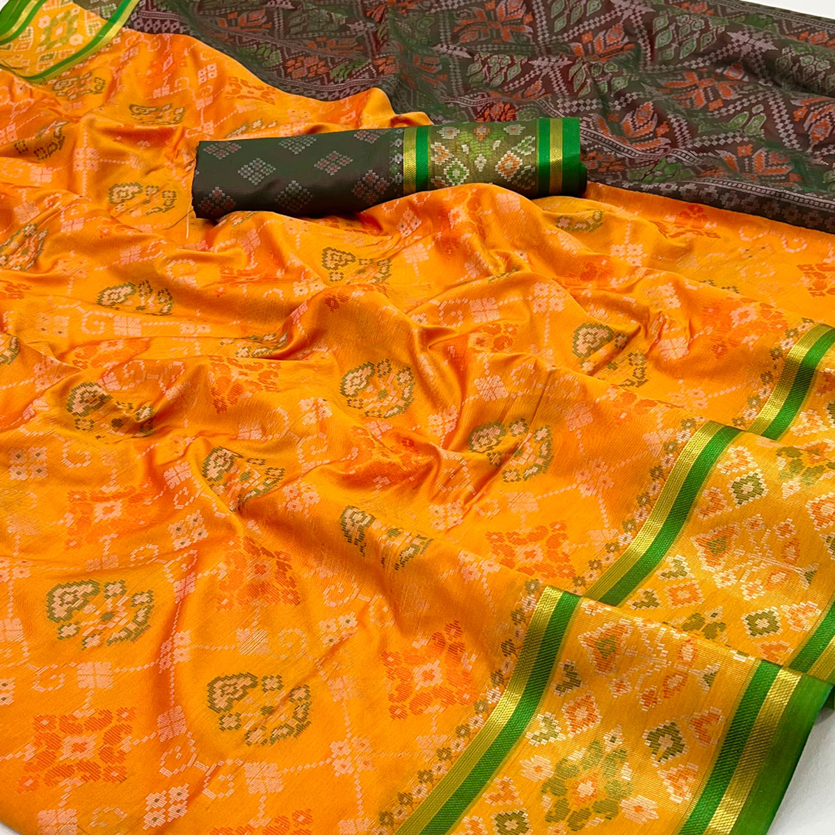 Mustard Woven Art Silk Patola Saree