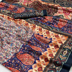 Cream Floral Digital Printed Pashmina Saree