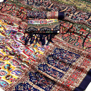 Multicolor Floral Digital Printed Pashmina Saree With Shawl