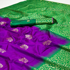 Purple Saree Woven In Art Silk With Alluring Floral Zari Detailing