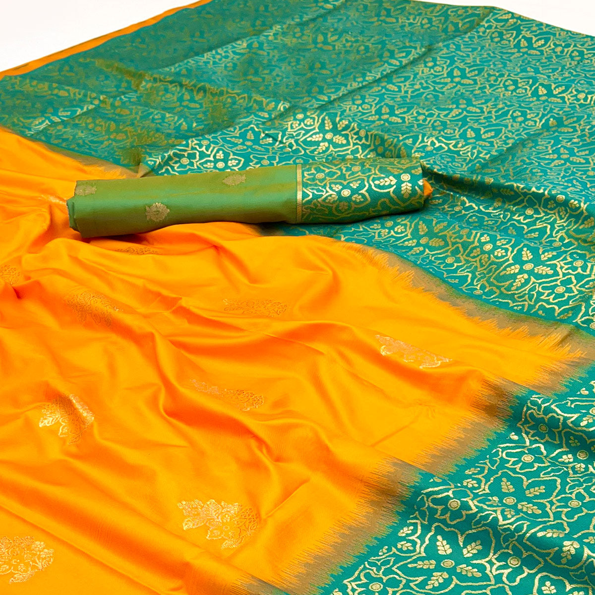 Mustard Saree Woven In Art Silk With Alluring Floral Zari Detailing