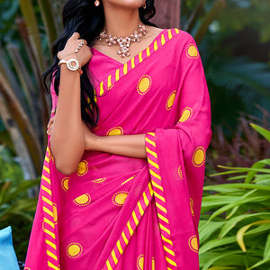 Pink Printed Georgette Saree