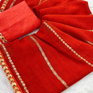 Red Soft Crush Georgette Printed Saree