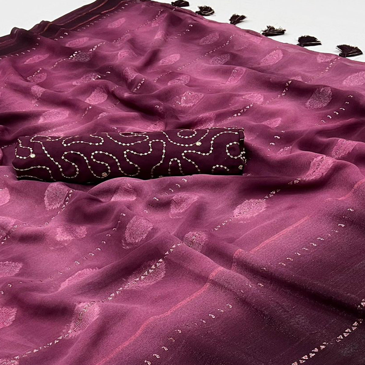 Wine Woven Georgette Saree