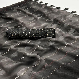 Black Woven Georgette Saree