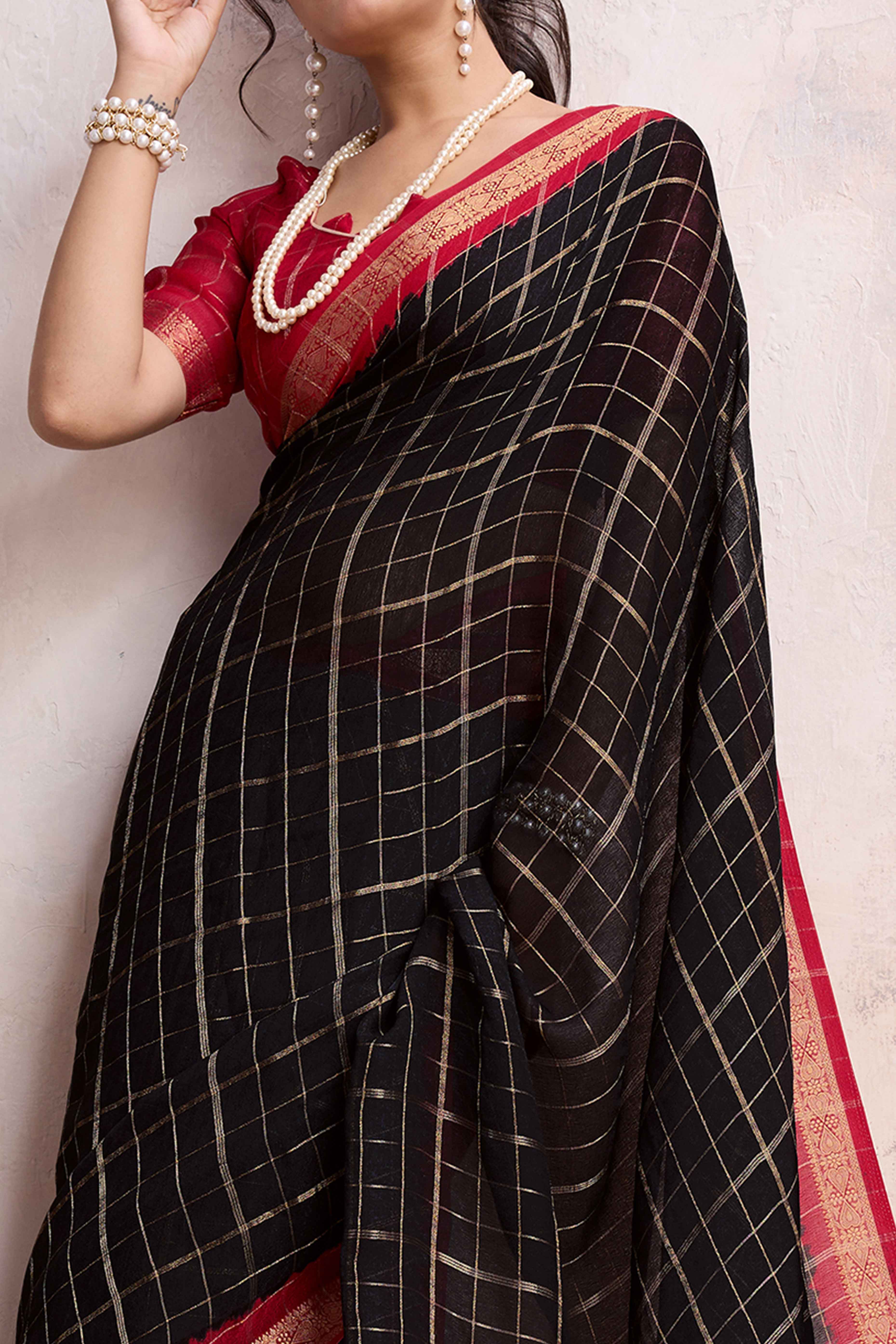 Black Zari Woven Cotton Silk Saree