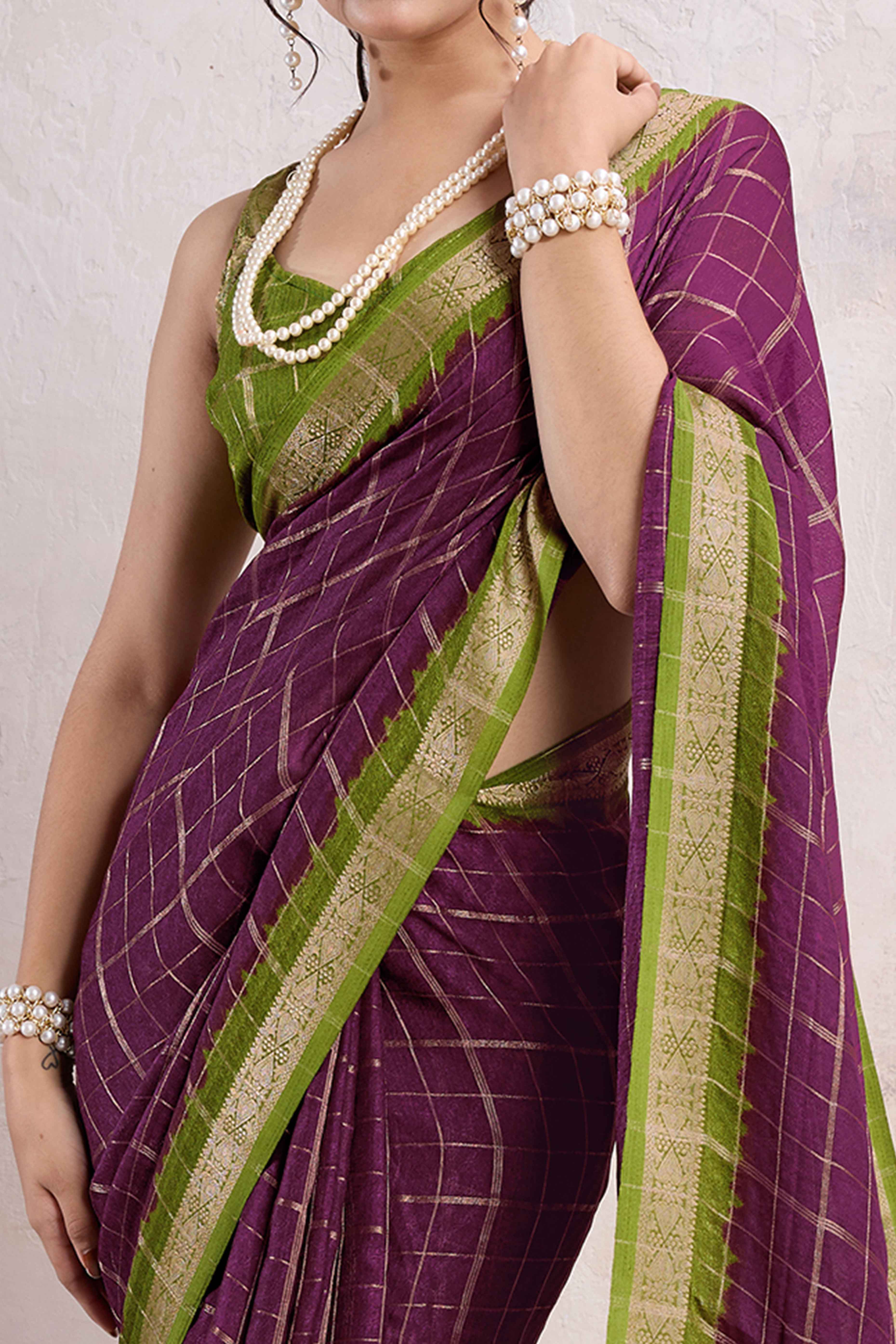Wine Zari Woven Cotton Silk Saree