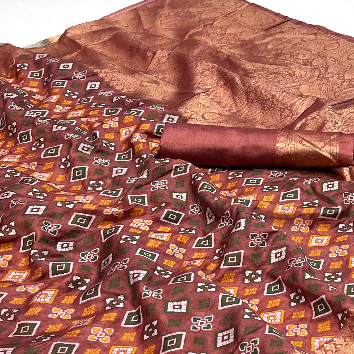 Brown Woven Art Silk Saree