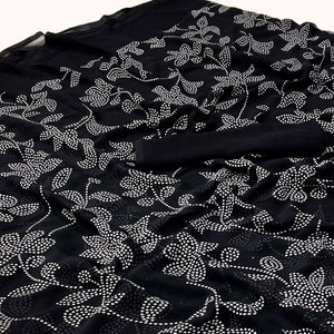 Black & White Floral Printed Georgette Saree