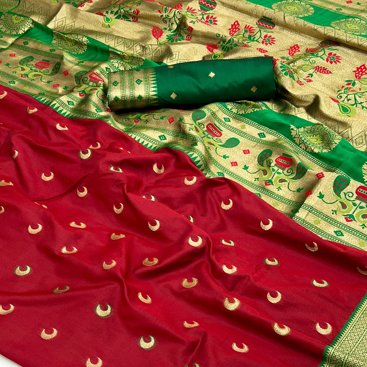 Maroon Woven Pure Silk Paithani Saree