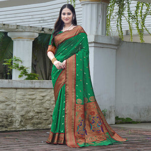 Green Woven Paithani Art Silk Saree