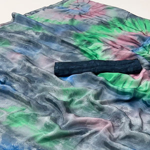 Bluish Grey Printed Crepe Silk Saree