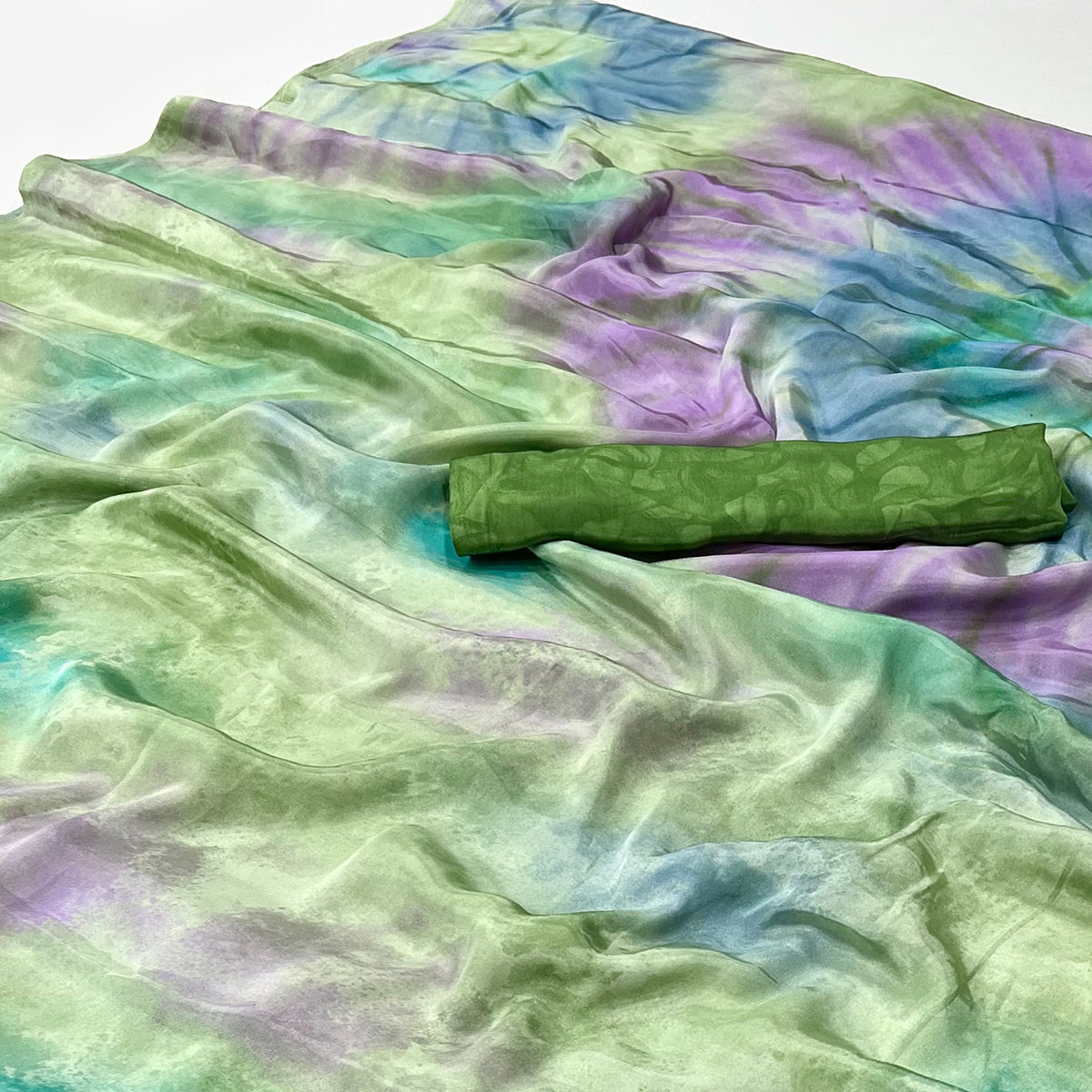 Green Printed Crepe Silk Saree