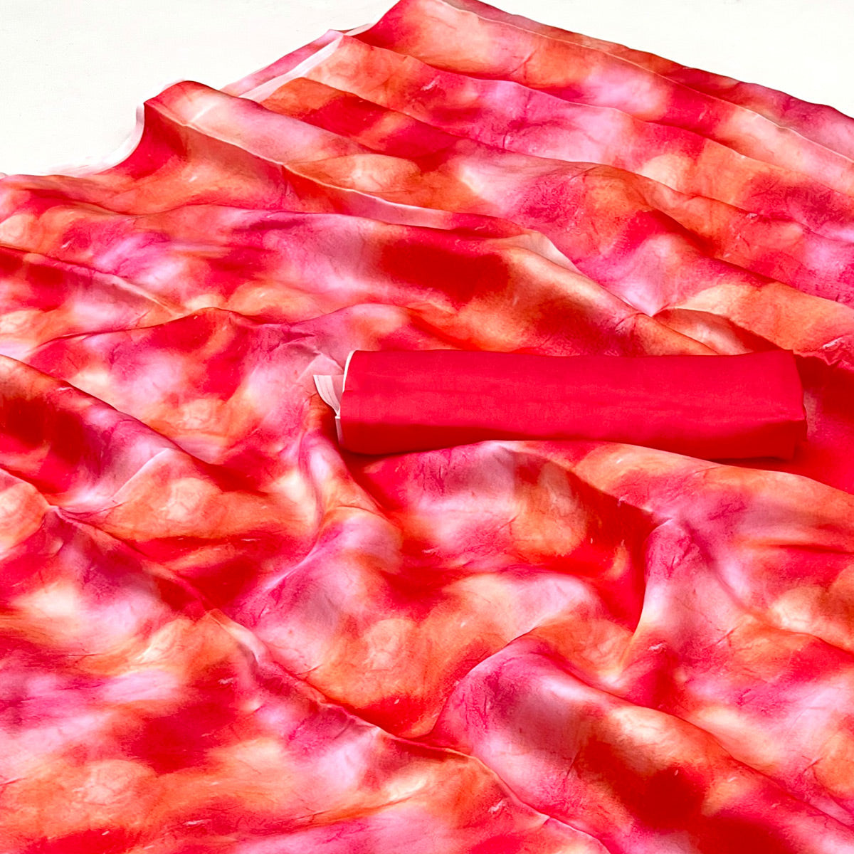 Rani Pink Abstract Digital Printed Georgette Saree