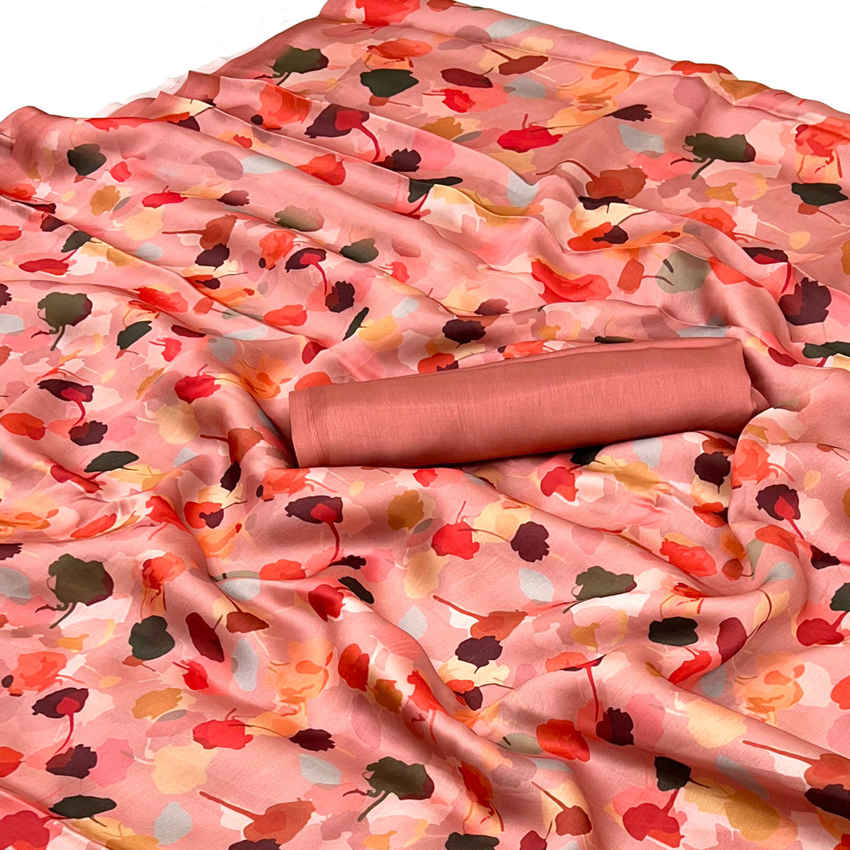 Peach Floral Digital Printed Georgette Saree