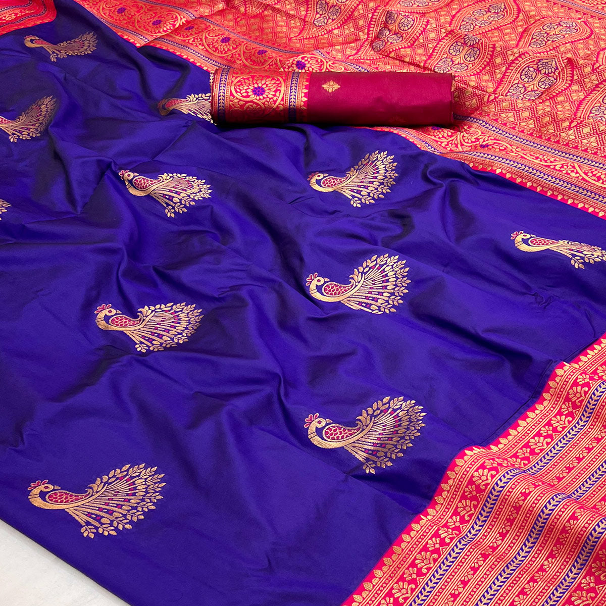 Violet Woven Pure Silk Saree