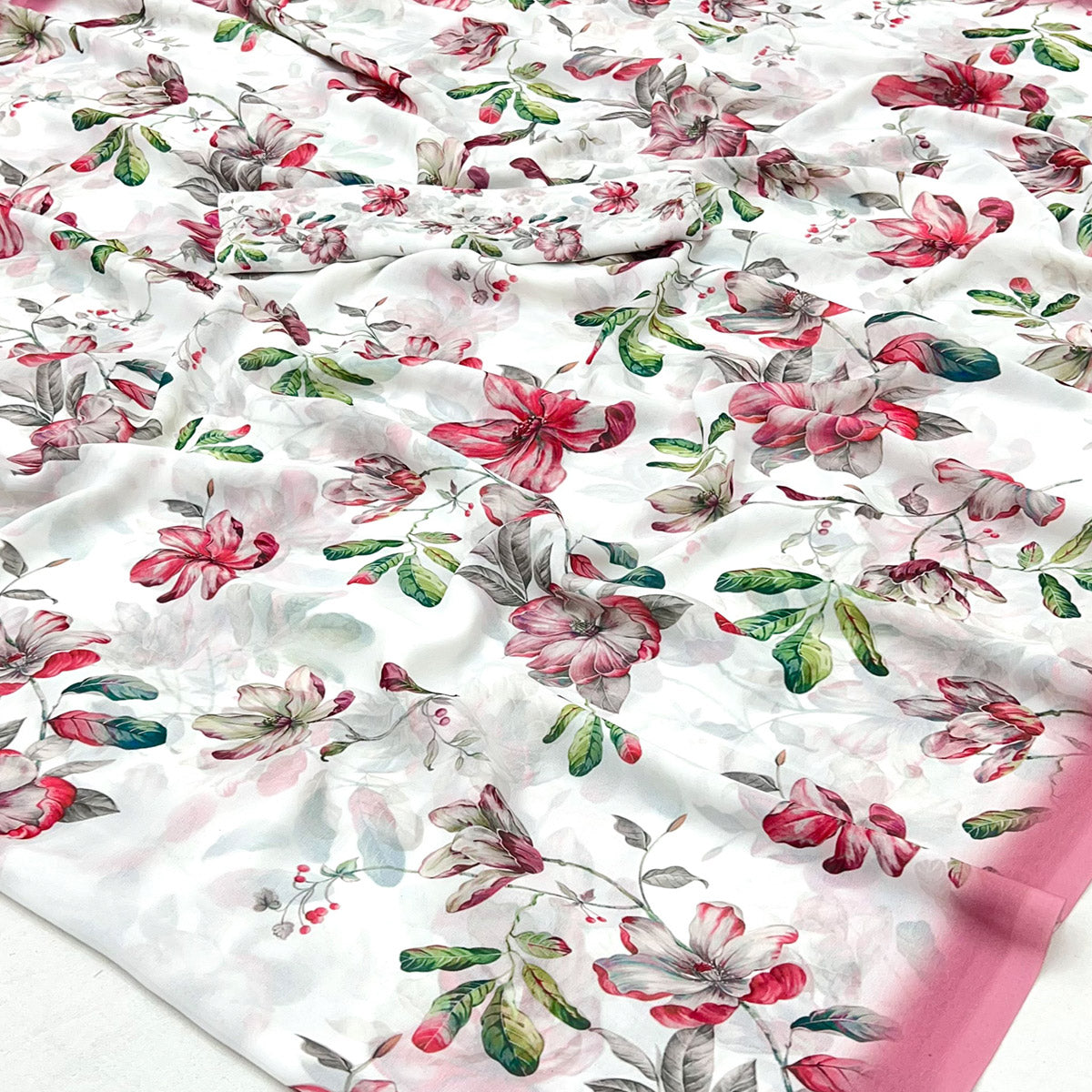 White Floral Digital Printed Georgette Saree