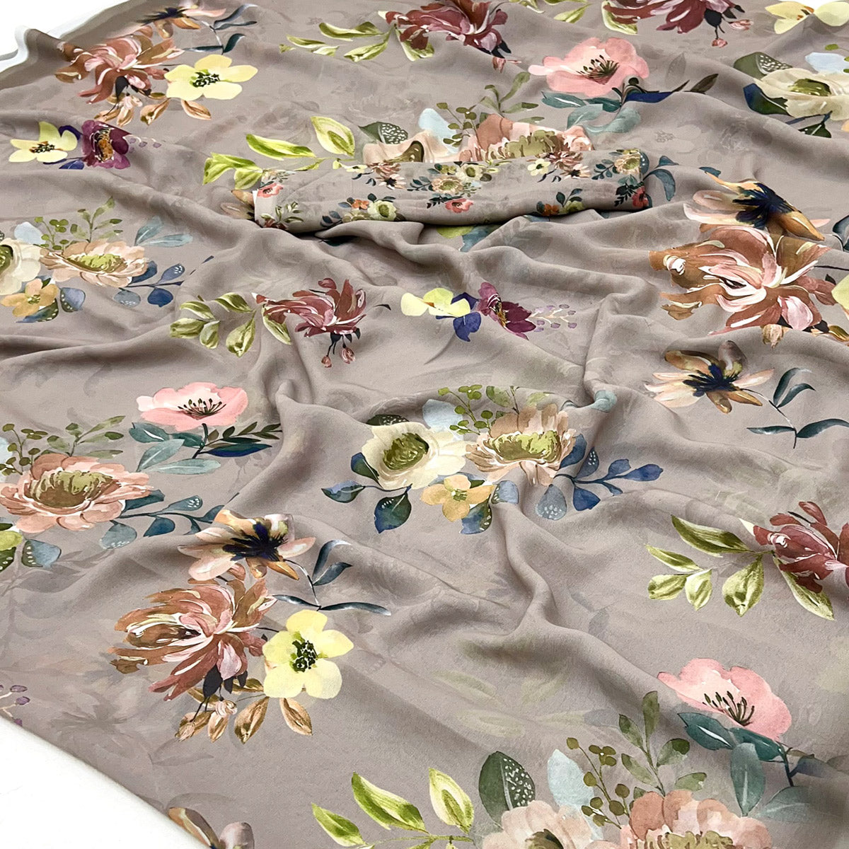 Grey Floral Digital Printed Georgette Saree