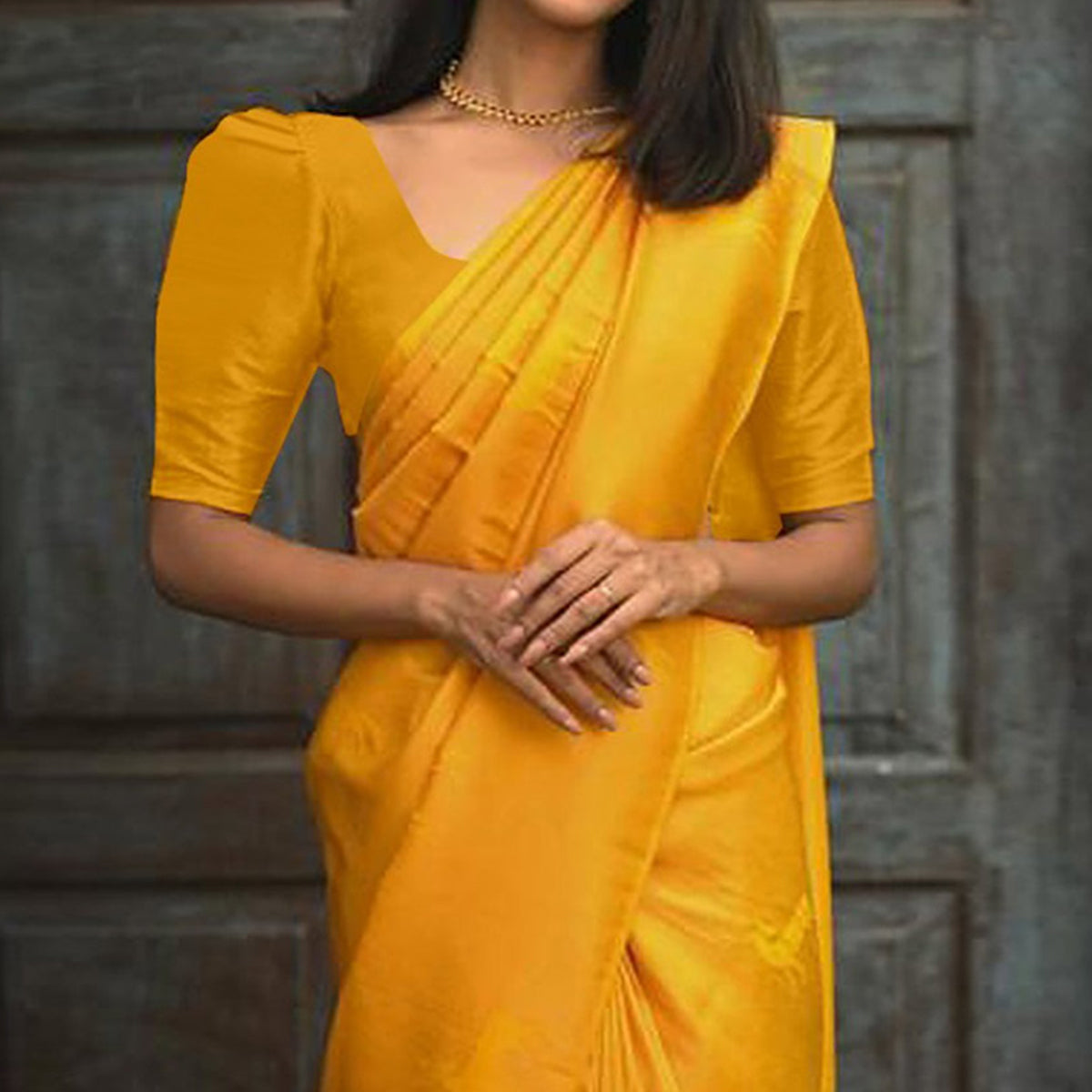 Mustard Woven Banarasi Silk Saree