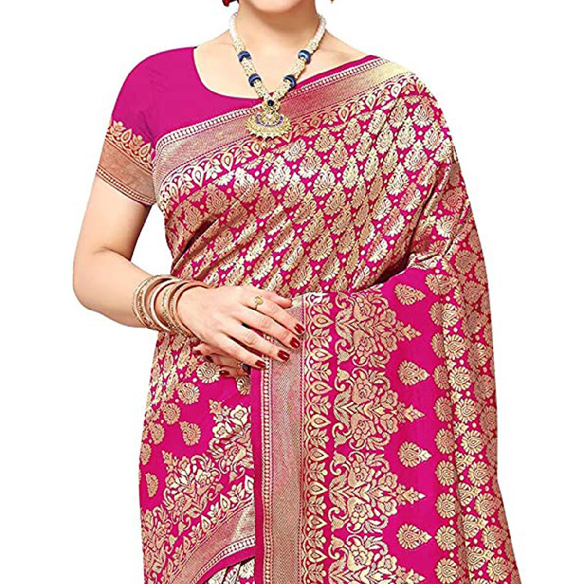 Pink Woven Art Silk Saree