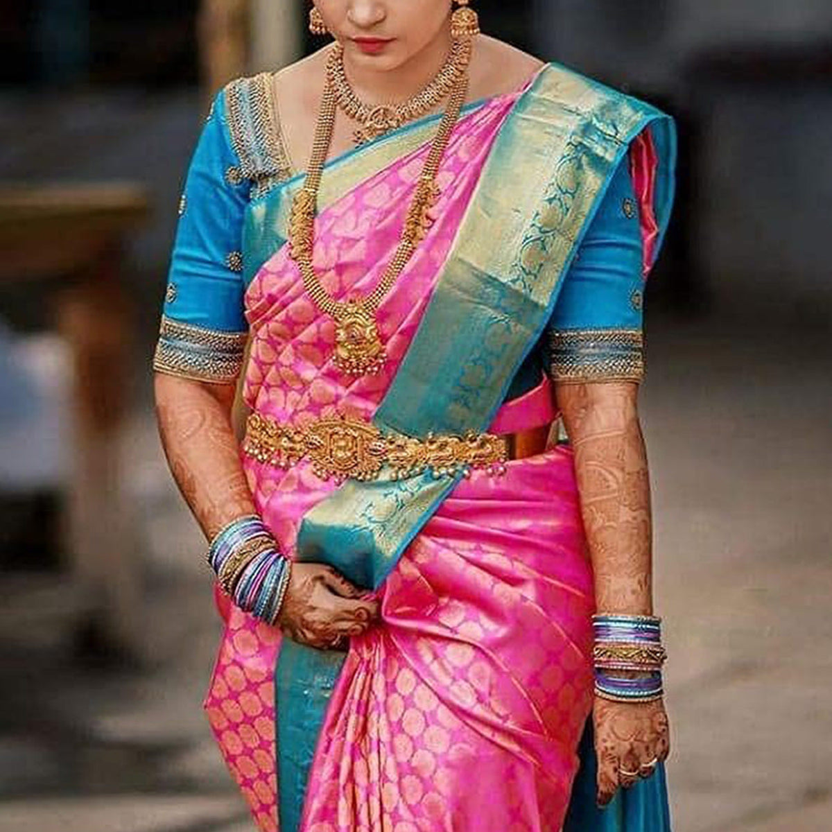 Pink Woven Banarasi Silk Saree