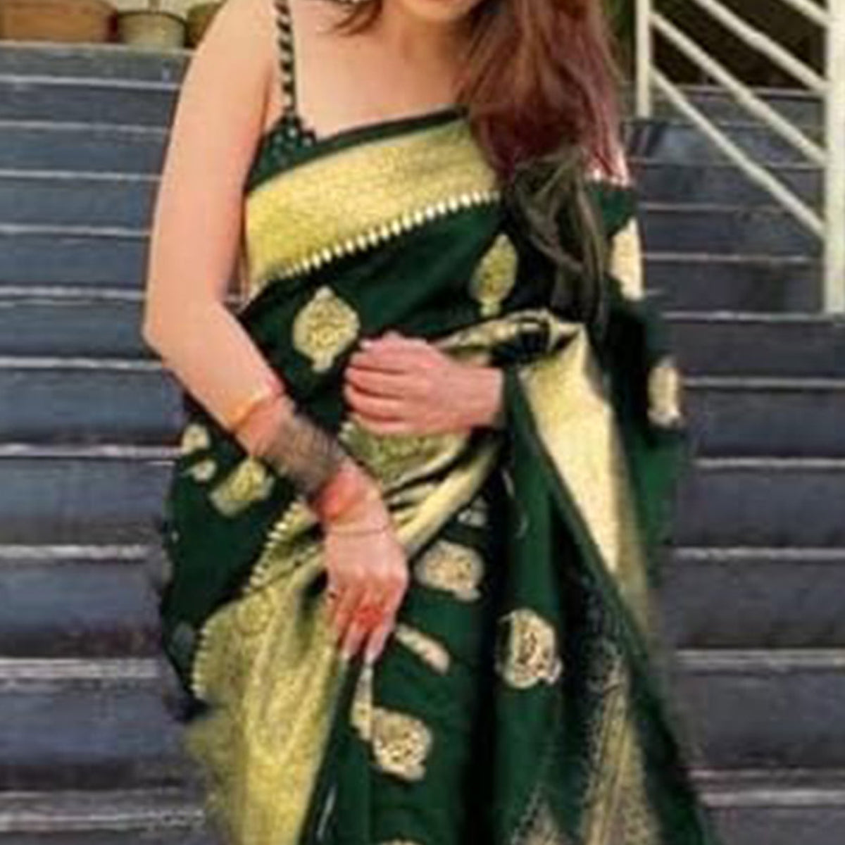 Green Woven Banarasi Silk Saree