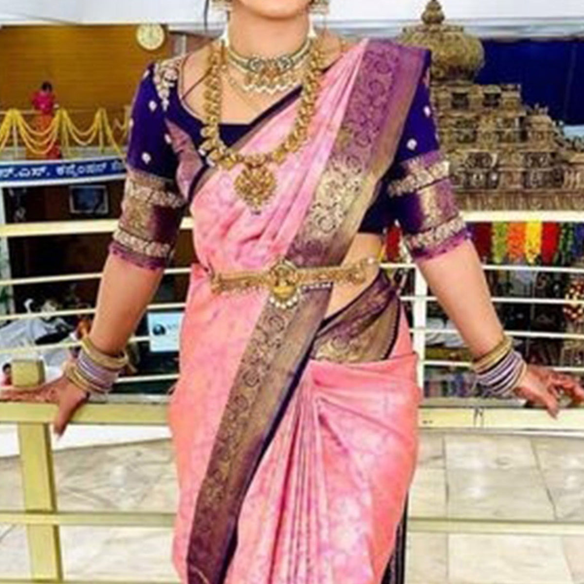 Pink Woven Banarasi Silk Saree