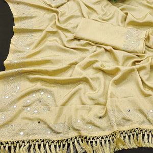 Yellow Mirror With Swarovski Work Chinon Saree