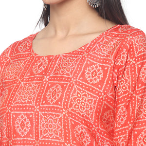 Peach Foil Printed Chanderi Salwar Suit