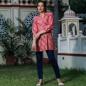 Peach Foil Printed Modal Top