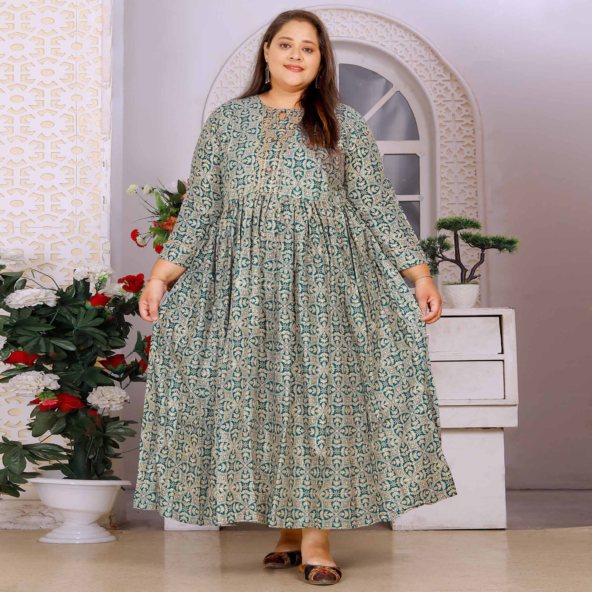 Morpich Floral Printed Rayon Long Kurti