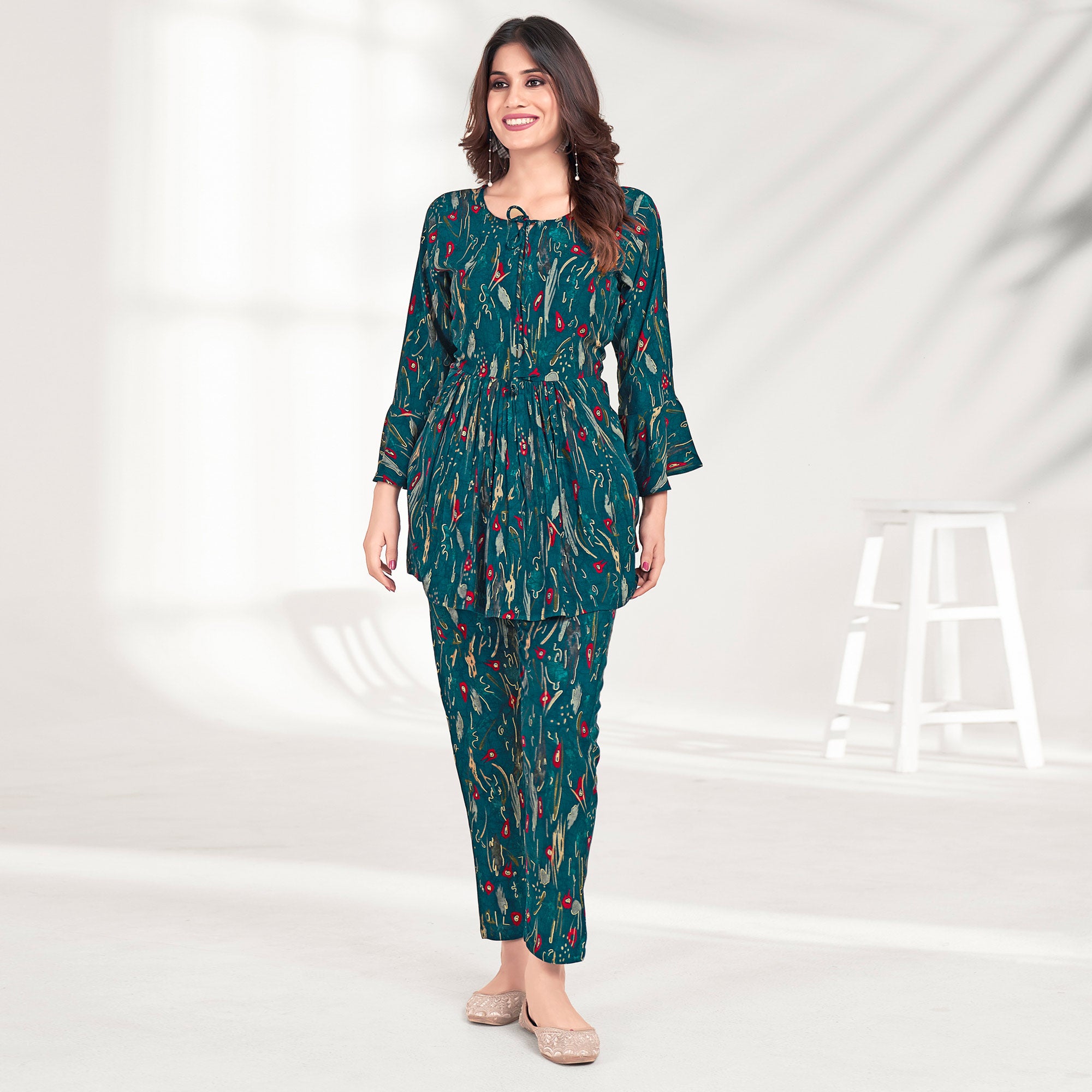 Morpich Foil Printed Rayon Co Ord Set