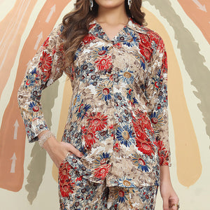 Chikoo Floral Printed Rayon Co Ord Set