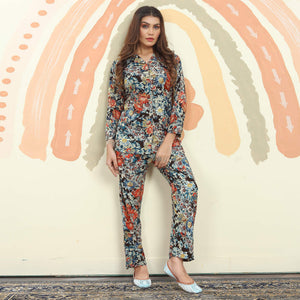 Blue Floral Printed Rayon Co Ord Set