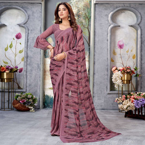 Mauve Printed Georgette Saree