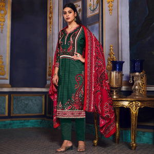 Green Digital Printed Pashmina Woolen Suit