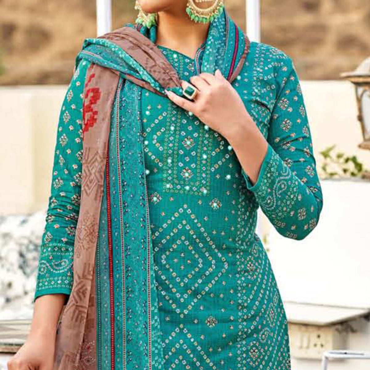 Rama Green Printed Pure Cotton Suit