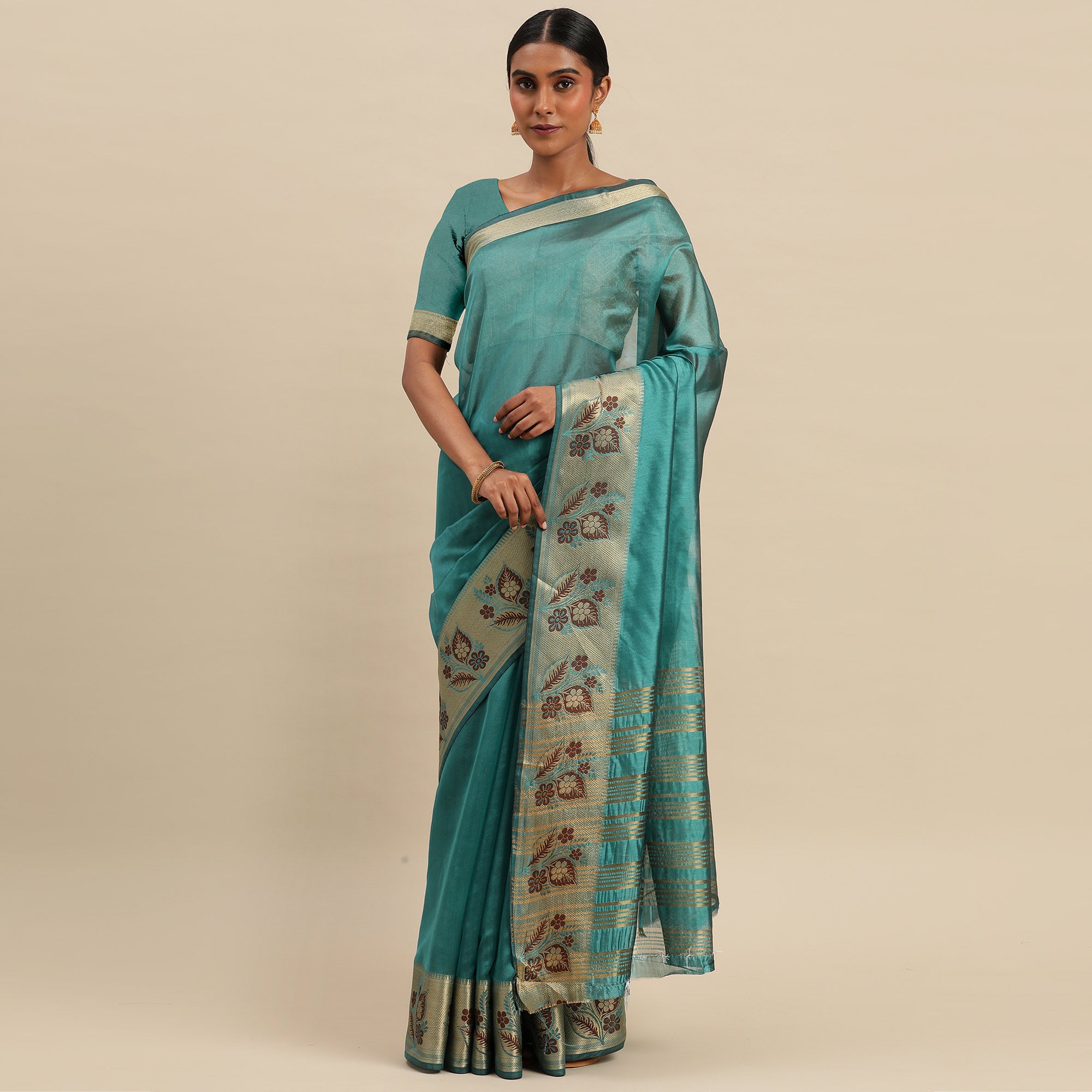 Morpich Woven Cotton Silk Saree