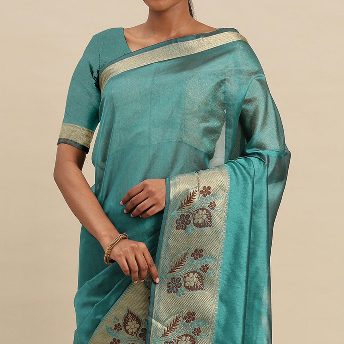 Morpich Woven Cotton Silk Saree